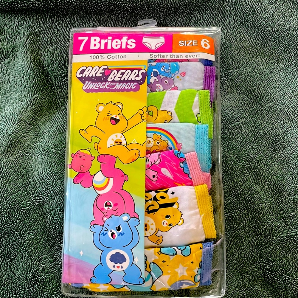 NWT - Care Bears Girls Underwear Briefs, Size 6, "Unlock the Magic"